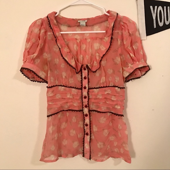 Odille Tops - Anthropologie Sheer Floral Blouse